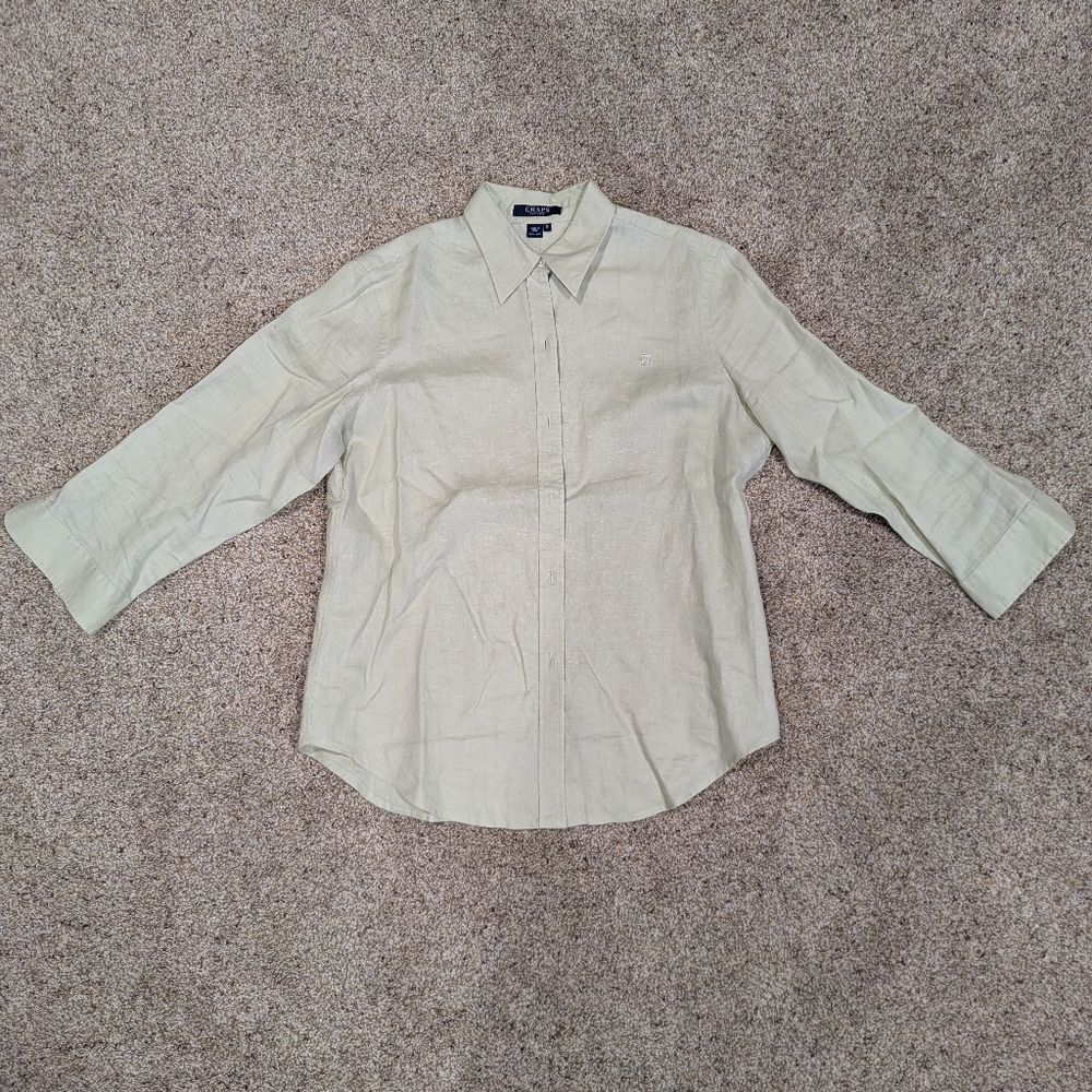 - 100% linen Chaps ladies size small button up blouse